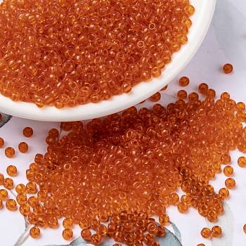 MIYUKI Round Rocailles Beads, Japanese Seed Beads, (RR139) Transparent Tangerine, 8/0, 3mm, Hole: 1mm, about 422~455pcs/bottle, 10g/bottle