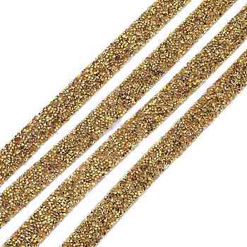 Glitter Resin Hotfix Rhinestone(Hot Melt Adhesive On The Back), Rhinestone Trimming, Crystal Glass Sewing Trim  Rhinestone Tape, Costume Accessories, Gold, 20x2mm