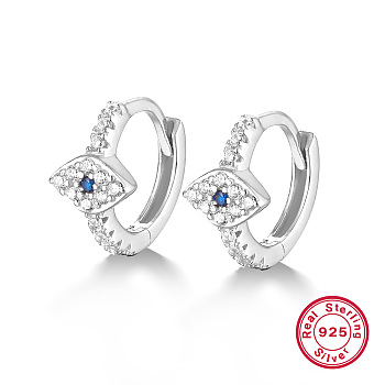 S925 Silver Devil Eye Earrings with Blue Zirconia, Luxurious