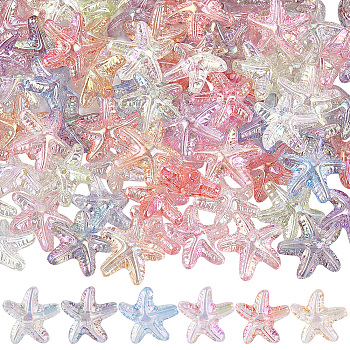 100Pcs Transparent Acrylic Beads, Starfish, Mixed Color, 19x20x9mm, Hole: 1.6mm