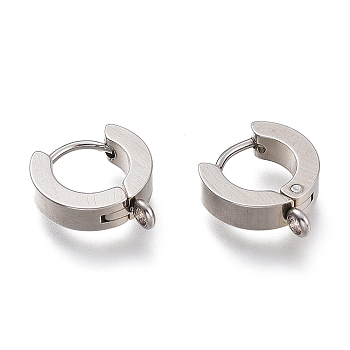 Tarnish Resistant 304 Stainless Steel Huggie Hoop Earrings Findings, with Vertical Loop, Ring, Stainless Steel Color, 12x9x4mm, Hole: 1.8mm, Pin: 1mm