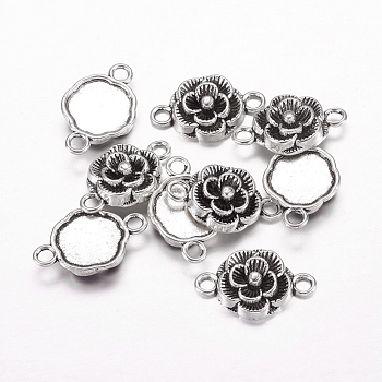 Tibetan Style Links/Connectors, Lead Free and Cadmium Free, Flower, Antique Silver, 12x3.5mm, Hole: 2mm