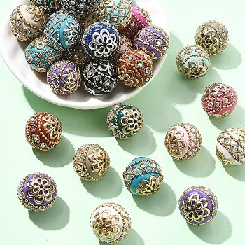 Handmade Indonesia Beads, with Metal Findings, Round, Unplated, Mixed Color, 19.5x19mm, Hole: 1mm