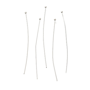 Brass Ball Head Pins, Lead Free & Cadmium Free, 925 Sterling Silver Plated, 45x0.6mm, Head: 1.5mm