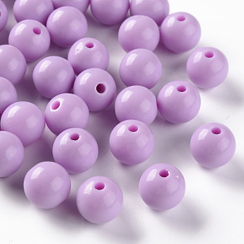 Opaque Acrylic Beads, Round, Violet, 12x11mm, Hole: 1.8mm, about 566pcs/500g