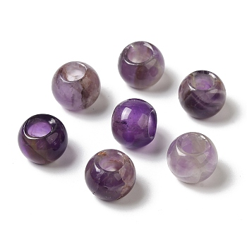 Natural Amethyst Gemstone European Beads, Large Hole Beads, Rondelle, 12~12.5x9~10.5mm, Hole: 5.5~6mm