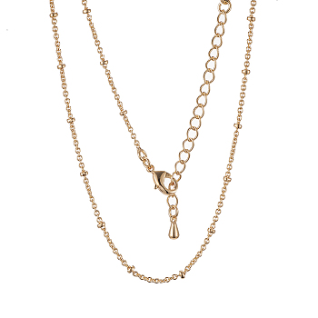 Long-Lasting Plated Brass Cable Chain Necklaces, with Lobster Claw Clasp, Nickel Free & Lead Free, Real 18K Gold Plated, 18.1 inch (46cm), 0.9~2mm