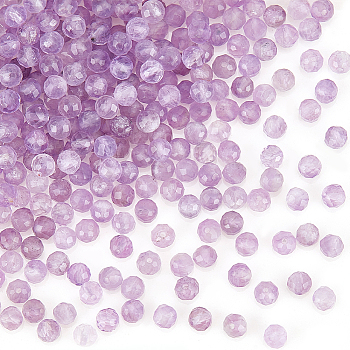 240Pcs Natural Amethyst Beads, Faceted, Round, 3mm, Hole: 0.5~0.6mm