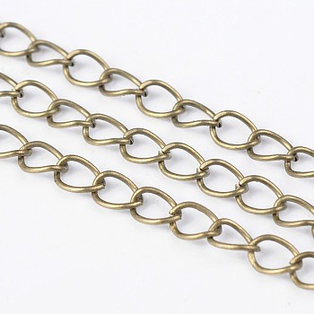 Iron Side Twisted Chain, Unwelded, Lead Free and Nickel Free, with Spool, Antique Bronze, 6x4x0.7mm, about 328.08 Feet(100m)/roll