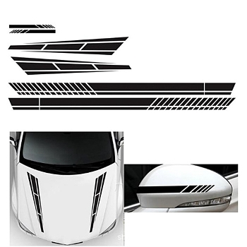 Waterproof PVC Car Decals Stickers, Stripe Pattern, for Cars Motorbikes Luggages Skateboard Decor, Black, 2200x115mm