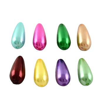 ABS Plastic Imitation Pearl Teardrop Beads, Mixed Color, 22.5x12mm, Hole: 2mm, about 317pcs/500g