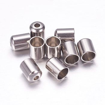 304 Stainless Steel Cord Ends, End Caps, Column, Stainless Steel Color, 6.5x5mm, Hole: 1mm, 4mm inner diameter