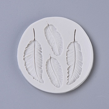 Food Grade Silicone Molds, Fondant Molds, For DIY Cake Decoration, Chocolate, Candy, UV Resin & Epoxy Resin Jewelry Making, Feather, Light Grey, 82x7.5mm, Feather: 37.5~62x17~21mm
