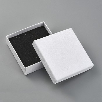 Cardboard Gift Boxes, with Black Sponge inside, Square, White, 9x9x2.9cm