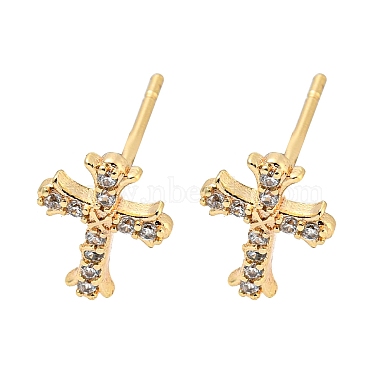 Clear Cross Cubic Zirconia Stud Earrings