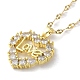 coeur avec mot amour en laiton avec colliers pendentif en strass(NJEW-Z026-04G)-3