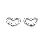 Brass Spring Gate Rings, Cadmium Free & Nickel Free & Lead Free, Heart, Real Platinum Plated, 11.5x17x2.5mm(KK-N232-443P)