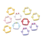 Printed Opaque Acrylic Frame Beads, Flower & Butterfly, Mixed Color, 43x49x6mm, Hole: 3mm, about 10pcs/set(AC-CBA469B-01)