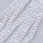 Electroplate Glass Bead Strands, AB Color, Faceted, Rondelle, Clear AB, 3x2mm, Hole: 0.5mm, about 105~110pcs/strand, 29~31cm(X-EGLA-J047-3x2mm-AB03)