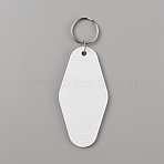 Plastic Blank Motel Keychain, Sublimation Key Chain, with Iron Key Rings, Rhombus, White, 11.5cm(KEYC-WH0034-35G)