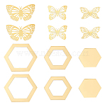 2 Sets 2 Style Hexagon & Butterfly 3D Acrylic Mirrors Wall Stickers, for Home Living Room Decoration, Gold, 1set/style(DIY-GA0002-51A)