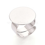 201 Stainless Steel Adjustable Ring Base Findings, Flat Round Pad Ring Settings, Stainless Steel Color, 17mm, Tray Size: 20mm(STAS-N122-02B-P-1)