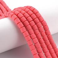 Polymer Clay Bead Strands, Column, Light Coral, 5~7x6mm, Hole: 1.5~2mm, about 61~69pcs/strand, 15.74 inch(CLAY-T001-C21)
