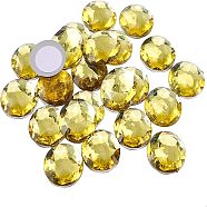 Self-Adhesive Acrylic Rhinestone Stickers, for DIY Decoration and Crafts, Faceted, Half Round, Yellow, 30x6mm(DIY-FG0001-21E)