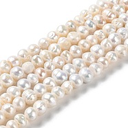 Natural Cultured Freshwater Pearl Beads Strands, Potato, Grade A+, PapayaWhip, 5~7.5x5~6mm, Hole: 0.5mm, about 65pcs/strand, 13.39 inch(34cm)(PEAR-E018-47)