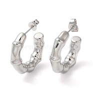 304 Stainless Steel Bamboo Ring Stud Earring, Half Hoop Earrings, Stainless Steel Color, 23x5.5mm(EJEW-K244-42P)