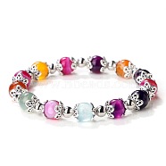 Colorful Natural Agate Dyed Round Beaded Stretch Bracelets for Women(JT2459-15)