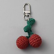 Cherry Wool Knitting Pendant Decorations, for Keychain Earphone Bag Gift Pendant Decoration, Silver, 88mm(HJEW-WH0068-12A)