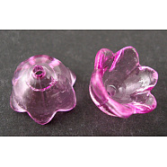 Transparent Acrylic Beads, Flower, Dyed, Fuchsia, about 10mm wide, 6mm thick, hole:1.5mm(X-PL548-6)