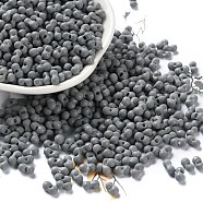 Rubberized Style Glass Seed Beads, Peanut, Gray, 6~6.5x3~3.5x3~3.5mm, Hole: 1mm, about 4500pcs/pound(SEED-Z003-01C)