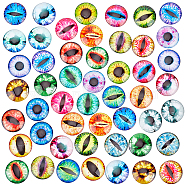 Elite 1 Bag Printed Glass Cabochons, Half Round/Dome with Eye Pattern, Mixed Color, 25x7mm, about 50pcs/bag(GGLA-PH0001-45C)