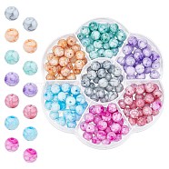 SUPERFINDINGS 175Pcs 7 Colors Opaque Baking Painted Crackle Glass Beads, Faceted, Round, Mixed Color, 8x7.5mm, Hole: 0.8mm, 25pcs/color(EGLA-FH0001-15)