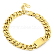 304 Stainless Steel Cuban Link Chain Oval Link Bracelets for Women, Golden, 7-1/2 inch(19cm)(BJEW-G717-17G)