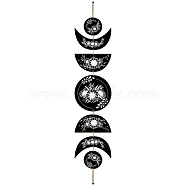 Moon Phase Wood Hanging Wall Decorations, with Cotton Thread Tassels, for Home Wall Decorations, Flower, 790mm(HJEW-WH0054-003)