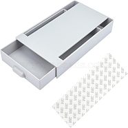 PP Under Desk Storage, Desk Organizer Drawer, with Glue Stickers, for Office Home School, Self-Stick Expandable Drawer Tray, Rectangle, Gray, 21.6x12.85x3.55cm(AJEW-WH0097-03)