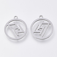 201 Stainless Steel Pendants, Laser Cut Pendants, Flat Round, Stainless Steel Color, 17x15x1mm, Hole: 1.2mm(STAS-S110-027P)