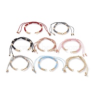 Adjustable Polyester Braided Cord Bracelet Making, with Metallic Cord, Brass Beads, 304 Stainless Steel Jump Rings, Mixed Color, 5-1/2~11-3/8 inch(14~29cm)(AJEW-JB00892)