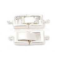 Rack Plating Brass Fold Over Clasps with Loops, for Bracelet Necklace Making, Cadmium Free & Lead Free, Long-Lasting Plated, Silver, 22x7x4mm, Hole: 1.6mm(KK-L184-89S)