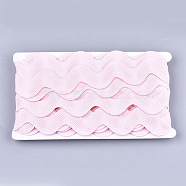 Polyester Ribbons, Wave Shape, Pink, 38~40mm, 10yard/card(SRIB-S050-E07)