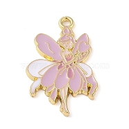 Golden Plated Alloy Eanaml Pendants, Fairy Charm, Plum, 30x19.5x1.5mm, Hole: 2mm(PALLOY-S184-04G-E)