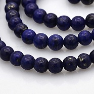 Natural Lapis Lazuli Round Beads Strands, 4mm, Hole: 1mm, about 101pcs/strand, 15.7 inch(G-N0120-01-4mm)