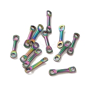 Ion Plating(IP) 304 Stainless Steel Connector Charms, Bar Links, Rainbow Color, 8x2x1mm, Hole: 1mm(STAS-Q323-04A-MC)