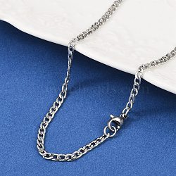 Non-Tarnish 201 Stainless Steel Curb Chains Necklaces, with Lobster Claw Clasps, Stainless Steel Color, 23.6 inch(60cm), 3~3.5mm(NJEW-R063-39P)