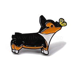 Creative Cartoon Cute Corgi Dog Zinc Alloy Brooches,Enamel Pins for Clothes Backpack, Dog, 22x31mm(JEWB-U001-01B)