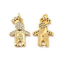 Rack Plating Brass Micro Pave Cubic Zirconia European Dangle Charms, Long-Lasting Plated, Lead Free & Cadmium Free, Human, Real 18K Gold Plated, 18x13x2mm, Hole: 2mm(KK-D075-01G)