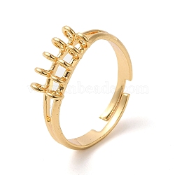 Adjustable Brass Ring Bases, with 10 Loops, Nickel Free, Real 18K Gold Plated, 2.8~4mm, Hole: 1.5mm, Inner Diameter: 17mm(KK-C028-13G)